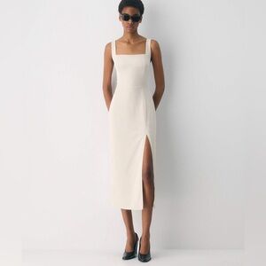Aritzia Babaton 90s Slit Satin Midi Dress Matte Pearl Cream Ivory Slip - Size 4